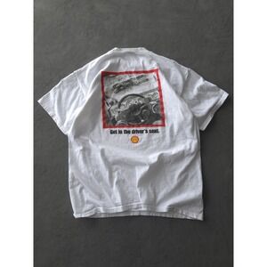 Vintage 90s Shell Racing Get In The Driver's Seat NASCAR Tultex White T-shirt XL